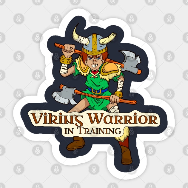 Viking warrior boy - Viking warrior in training Sticker by Modern Medieval Design